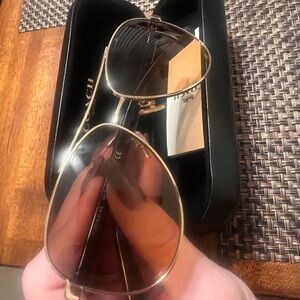 Coach Gold and Brown Aviator Sunglasses